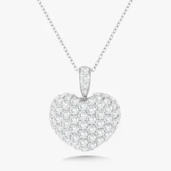 Eryn Pave Diamond Puff Heart Necklace