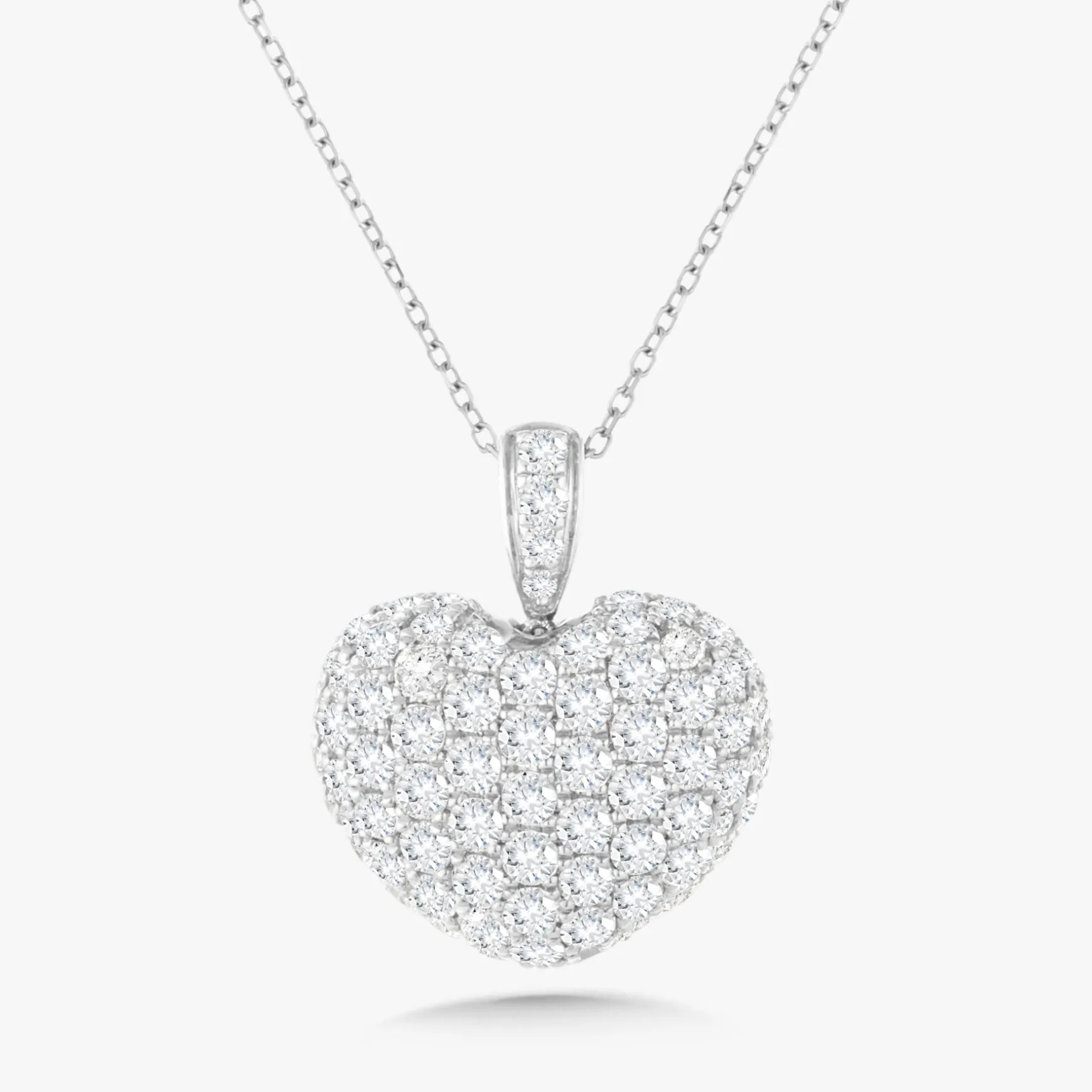 Eryn Pave Diamond Puff Heart Necklace