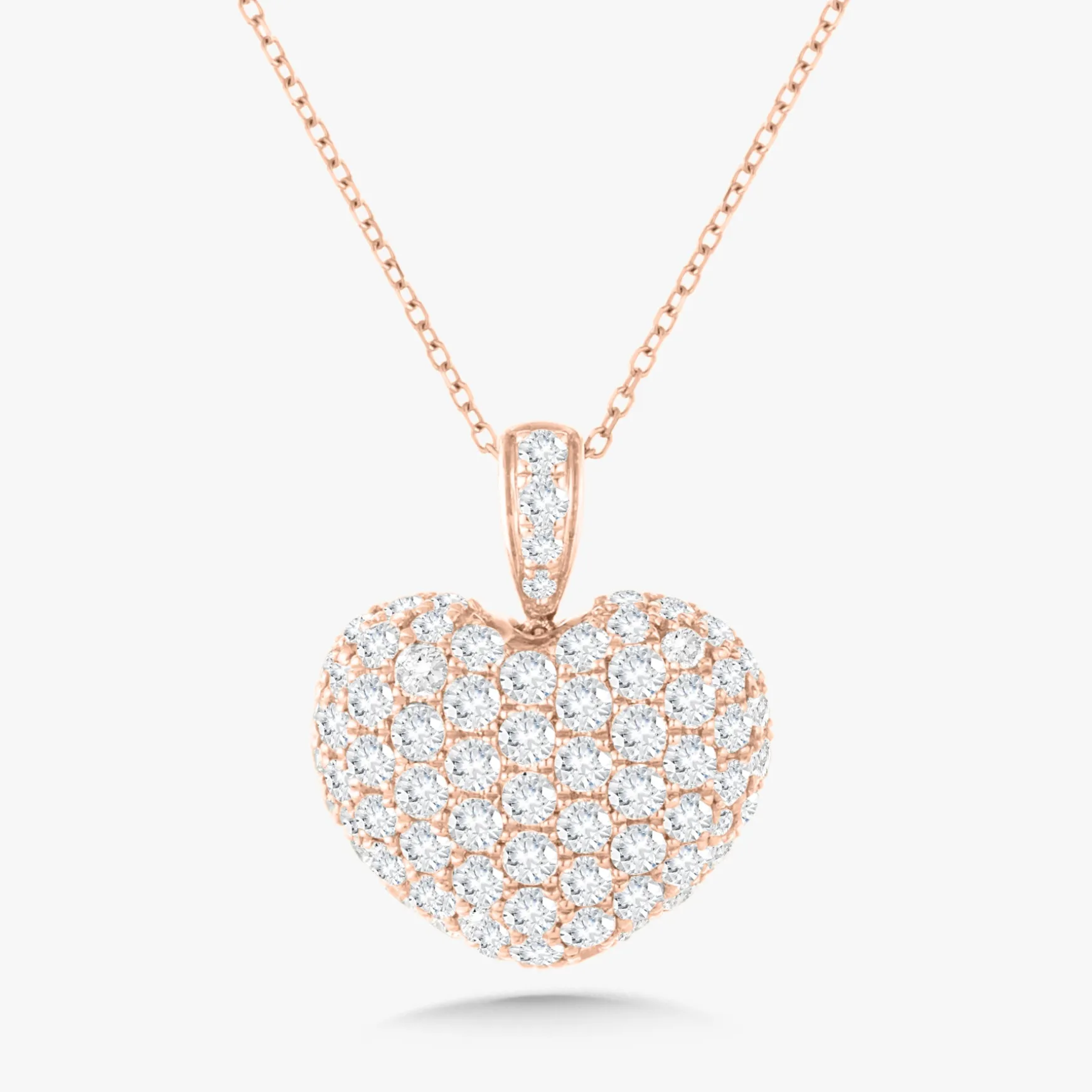 Eryn Pave Diamond Puff Heart Necklace