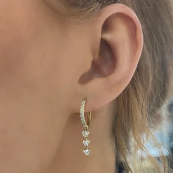 Fallon Diamond Heart Dangle Huggie Earrings