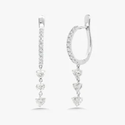 Fallon Diamond Heart Dangle Huggie Earrings
