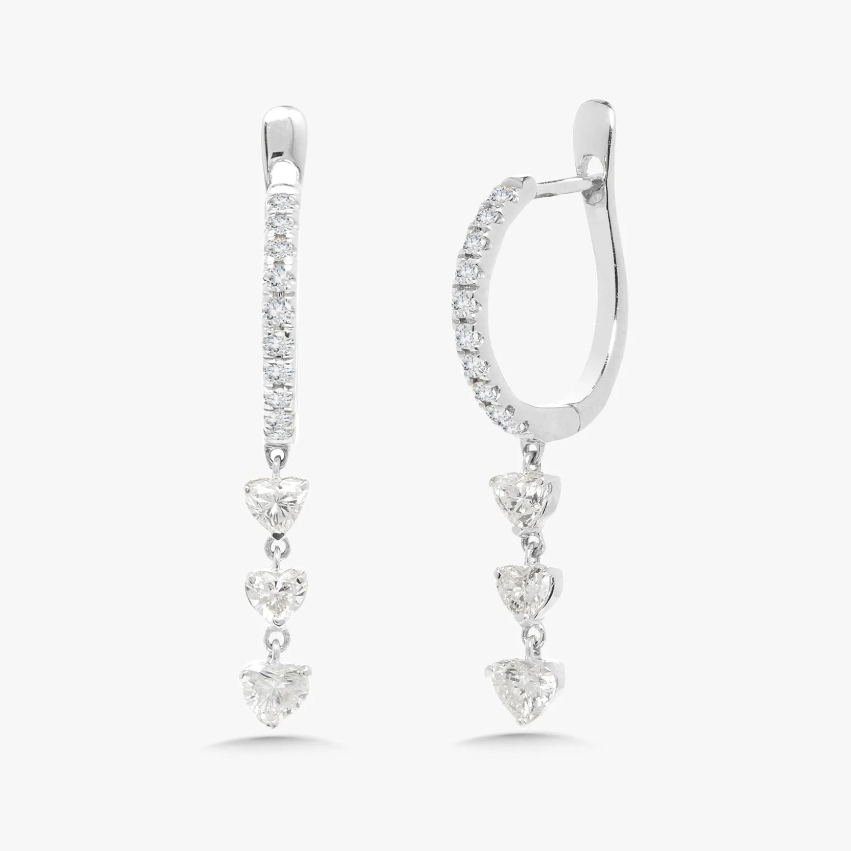 Fallon Diamond Heart Dangle Huggie Earrings