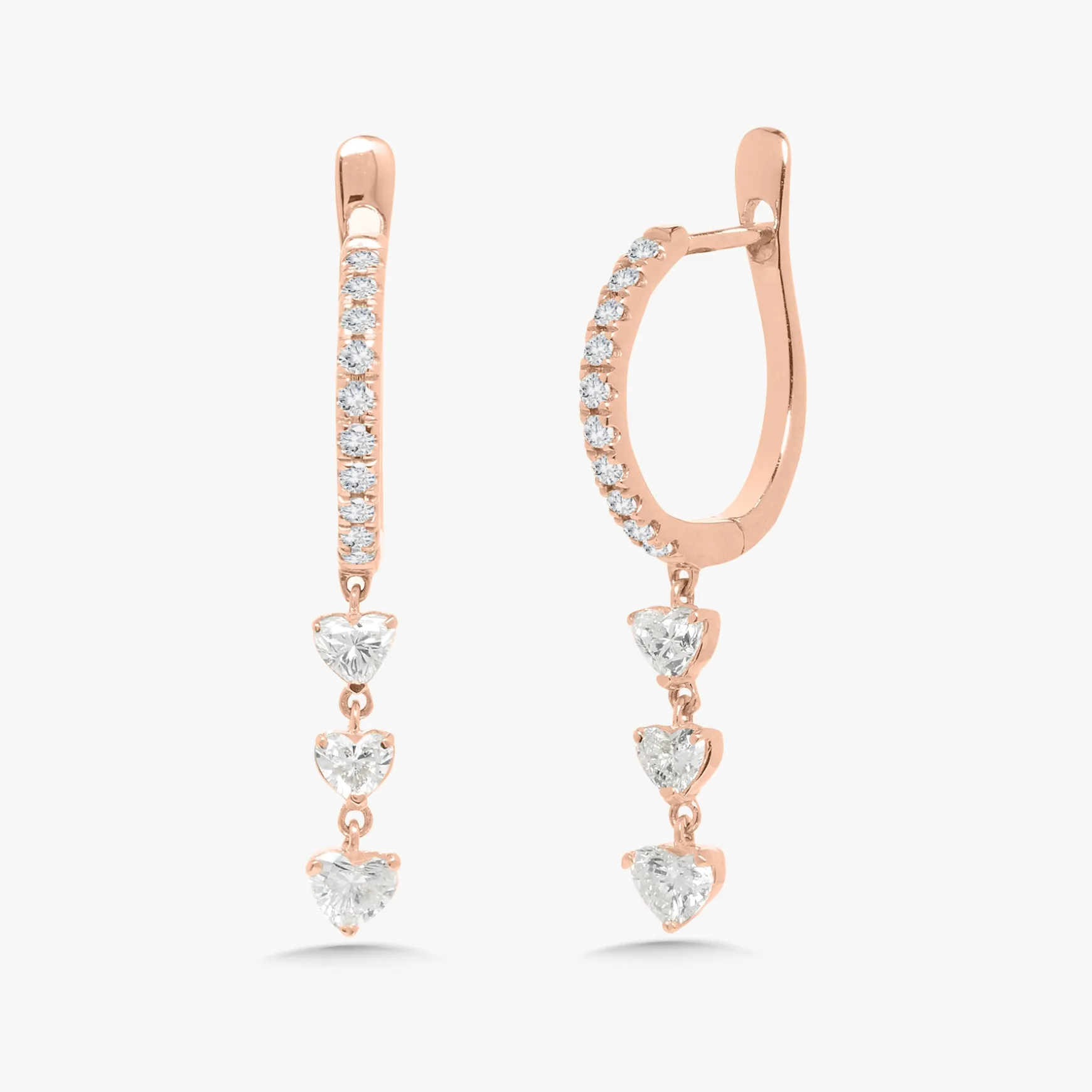 Fallon Diamond Heart Dangle Huggie Earrings