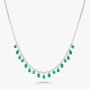 Farrah Emerald & Diamond Dangle Tennis Necklace 7.70 ctw