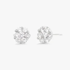 Flora Diamond Cluster Stud Earrings