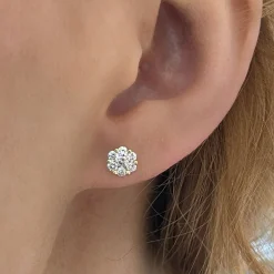 Flora Diamond Cluster Stud Earrings