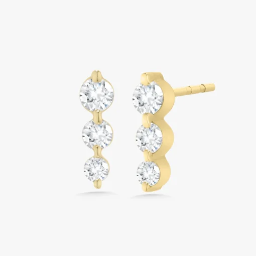 Gemma 3 Diamond Vertical Bar Stud Earrings