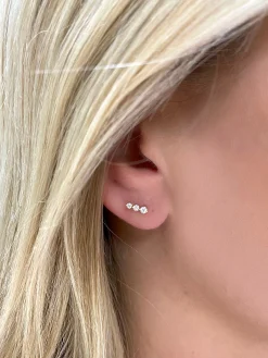 Gemma 3 Diamond Vertical Bar Stud Earrings