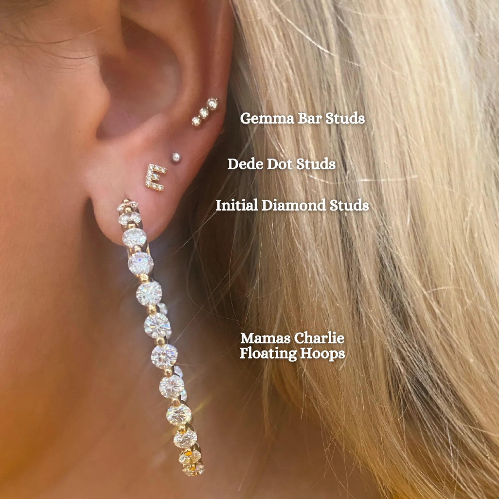 Gemma 3 Diamond Vertical Bar Stud Earrings