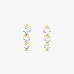 Gemma 3 Diamond Vertical Bar Stud Earrings