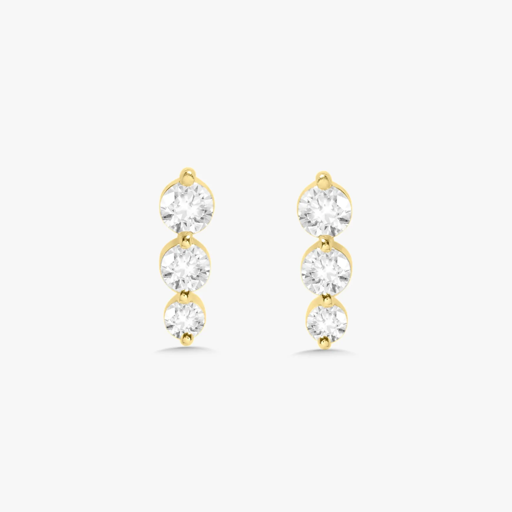 Gemma 3 Diamond Vertical Bar Stud Earrings