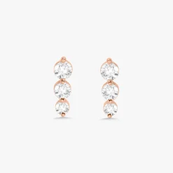 Gemma 3 Diamond Vertical Bar Stud Earrings
