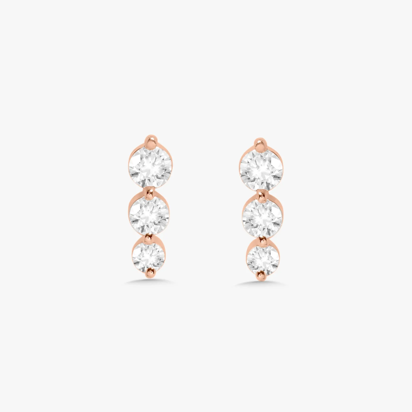 Gemma 3 Diamond Vertical Bar Stud Earrings