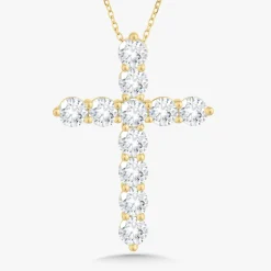 Georgie Two Prong Diamond Cross Necklace
