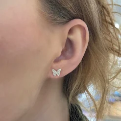 Give Me Butterflies Dainty Diamond Butterfly Stud Earrings