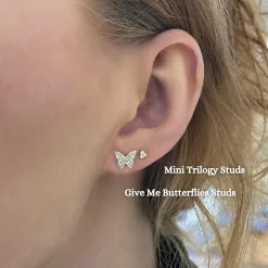Give Me Butterflies Dainty Diamond Butterfly Stud Earrings