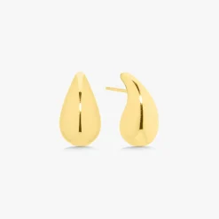 Gold Tear Drop Stud Earrings