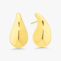 Gold Tear Drop Stud Earrings