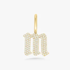 Gothic Initial Pave Diamond Charm