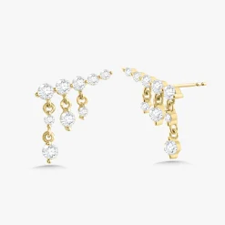 Graduated Dangle Ear Climber Stud Earrings