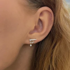 Graduated Dangle Ear Climber Stud Earrings