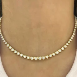 Harley Graduated Diamond Heart Bezel Tennis Necklace 2.87 ctw