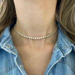 Harley Graduated Diamond Heart Bezel Tennis Necklace 2.87 ctw