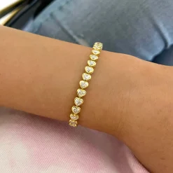 Heart Shaped Diamond Bezel Tennis Bracelet 7.48 ctw
