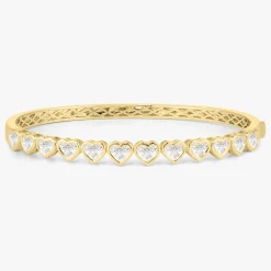 Heart Shaped Diamond Bezel Bangle Bracelet 3.90 ctw