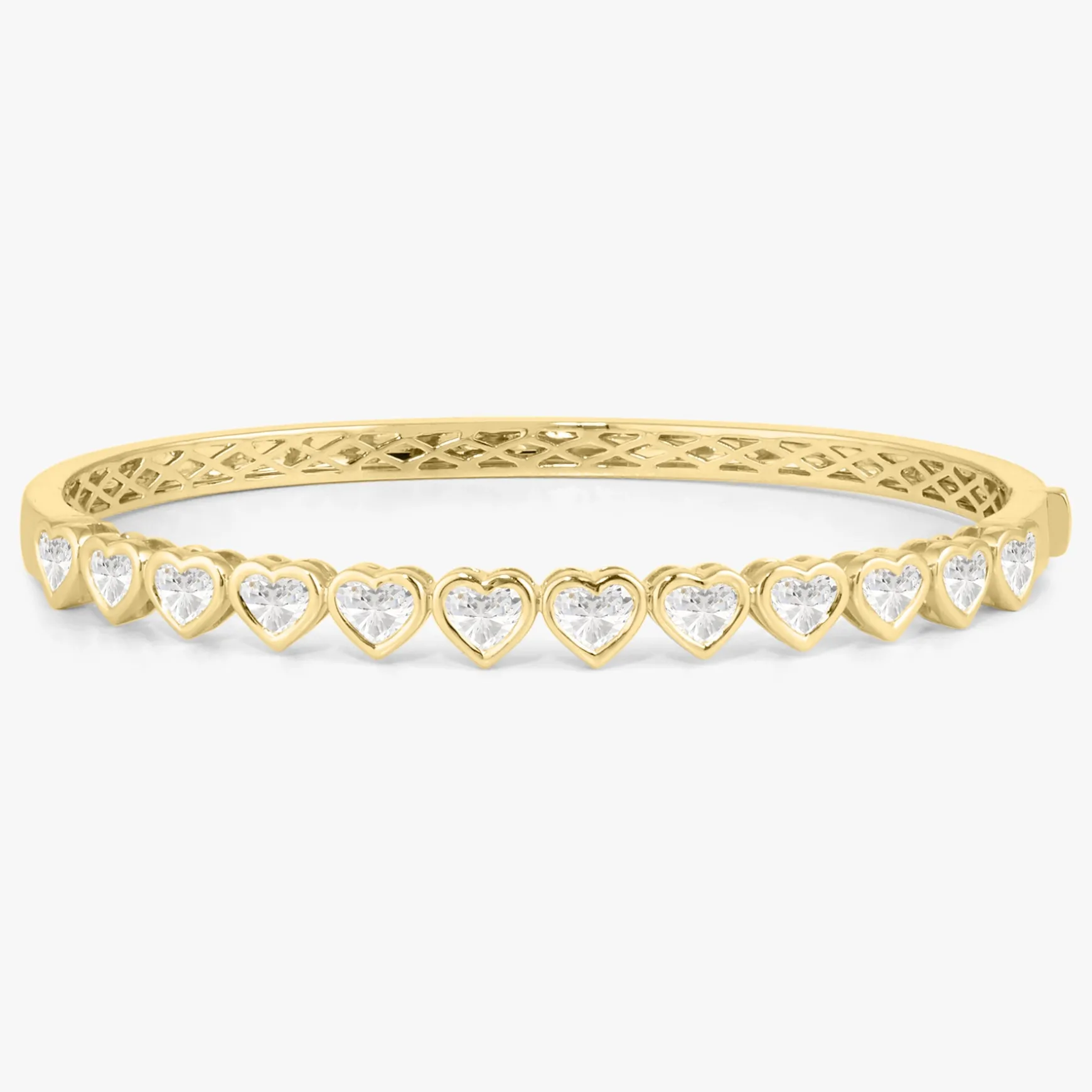 Heart Shaped Diamond Bezel Bangle Bracelet 3.90 ctw