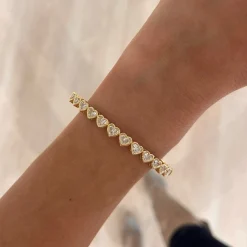 Heart Shaped Diamond Bezel Bangle Bracelet 3.90 ctw