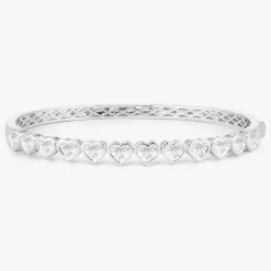 Heart Shaped Diamond Bezel Bangle Bracelet 3.90 ctw