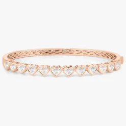 Heart Shaped Diamond Bezel Bangle Bracelet 3.90 ctw