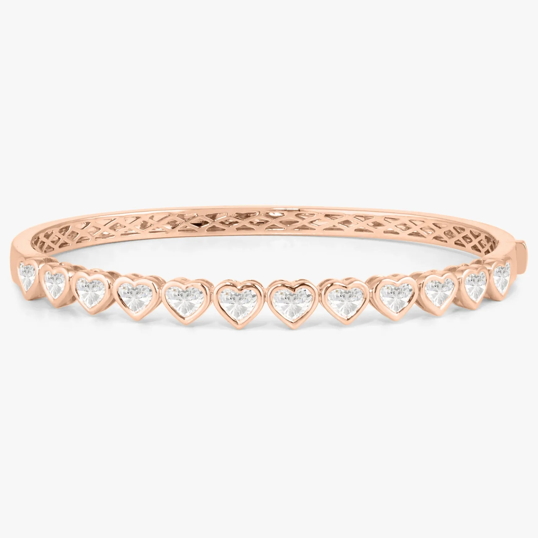 Heart Shaped Diamond Bezel Bangle Bracelet 3.90 ctw