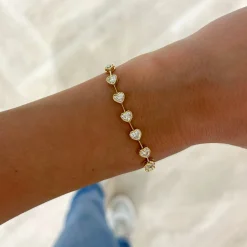 Heart Station Diamond Tennis Bracelet 5.00 ctw