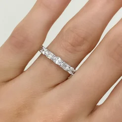 Henri East to West Oval & Emerald Cut Diamond Band 1.45 ctw