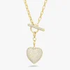 Hilton Diamond Toggle Necklace with Removable Pave Heart Charm and French Cable Chain