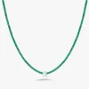 Idalia Green Emerald & Emerald Cut Diamond Station Tennis Necklace 3.22 ctw