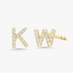 Initial Diamond Stud Earrings
