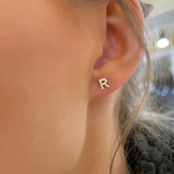Initial Diamond Stud Earrings