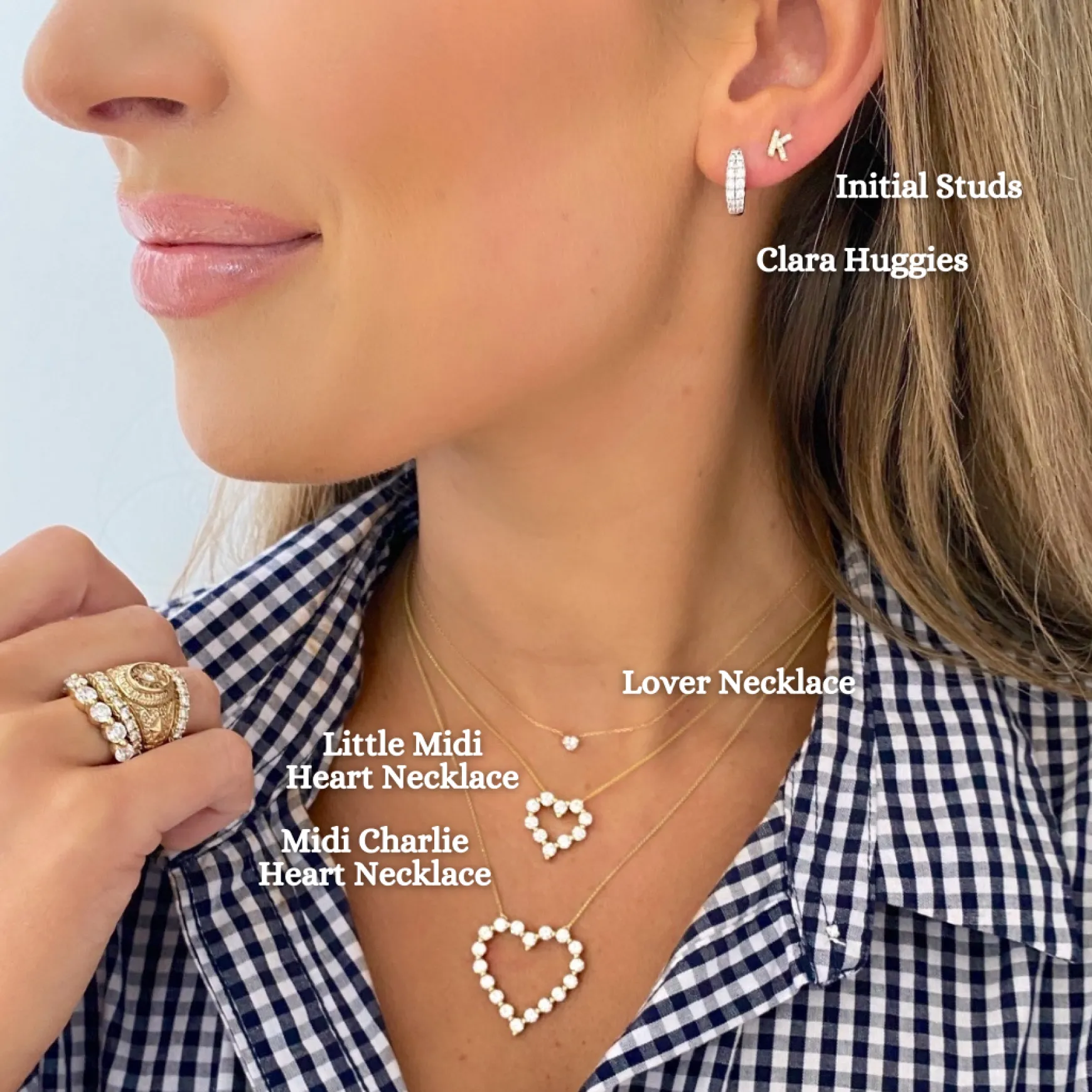 Initial Diamond Stud Earrings