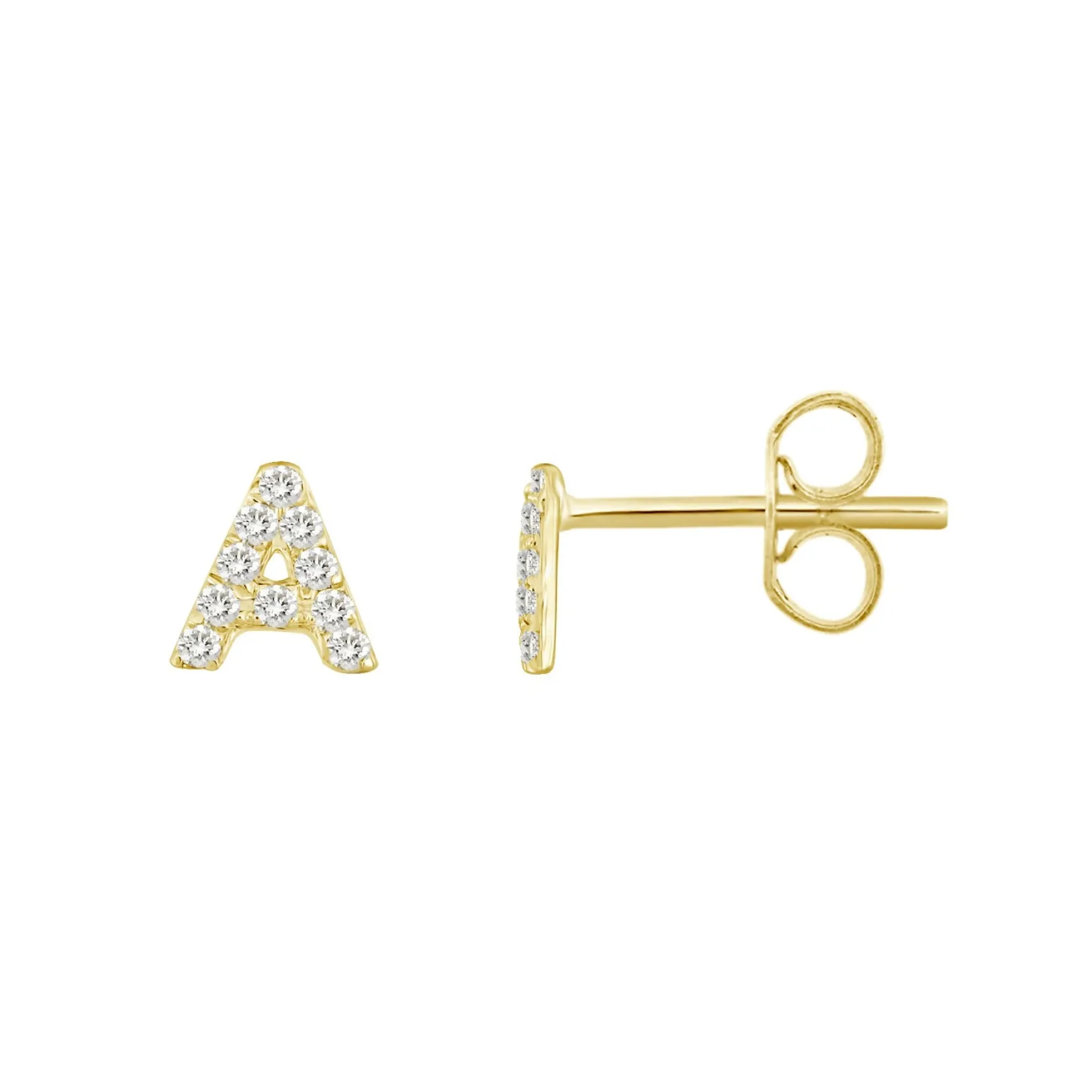 Initial Diamond Stud Earrings