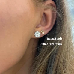 Initial Diamond Stud Earrings