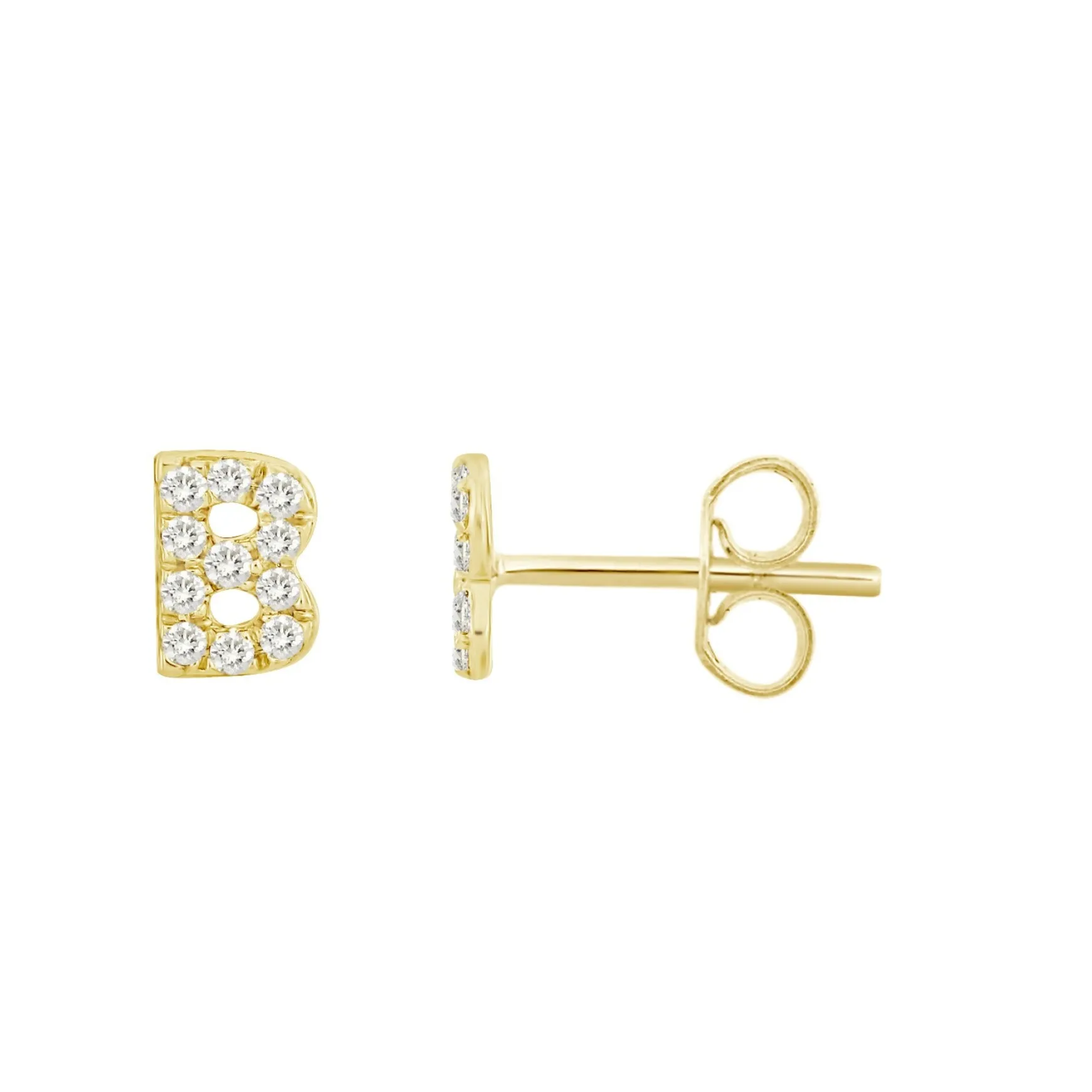 Initial Diamond Stud Earrings