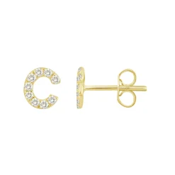 Initial Diamond Stud Earrings