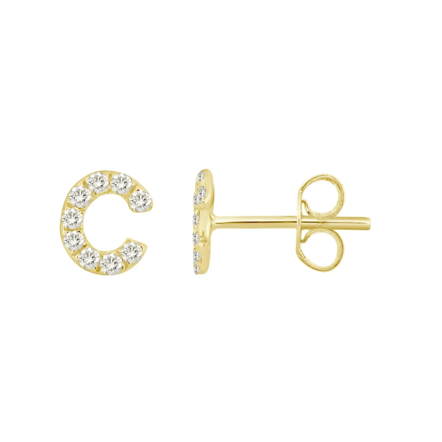 Initial Diamond Stud Earrings