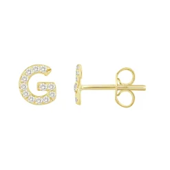 Initial Diamond Stud Earrings