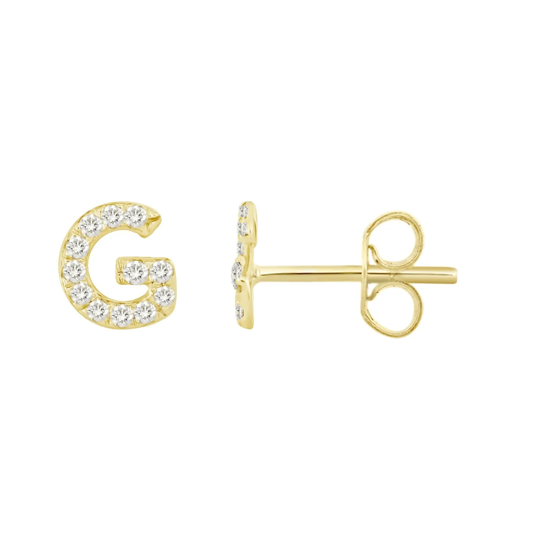 Initial Diamond Stud Earrings