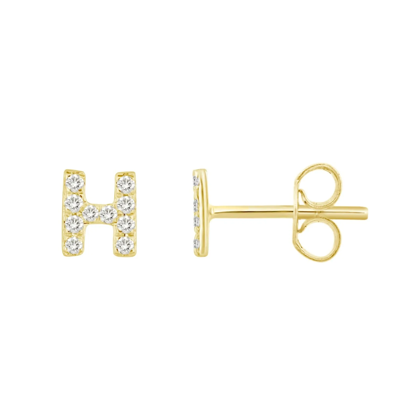 Initial Diamond Stud Earrings