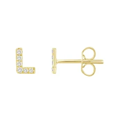 Initial Diamond Stud Earrings